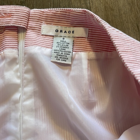 GRACE PINK AND WHITE STRIPE CASUAL SKIRT - Picture 3 of 4